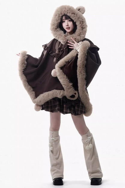 Gothic Lolita Dress - Fluffy Little Bear, Brown, Sweet Style, Bow Detail, Ruffled - additional product view 4