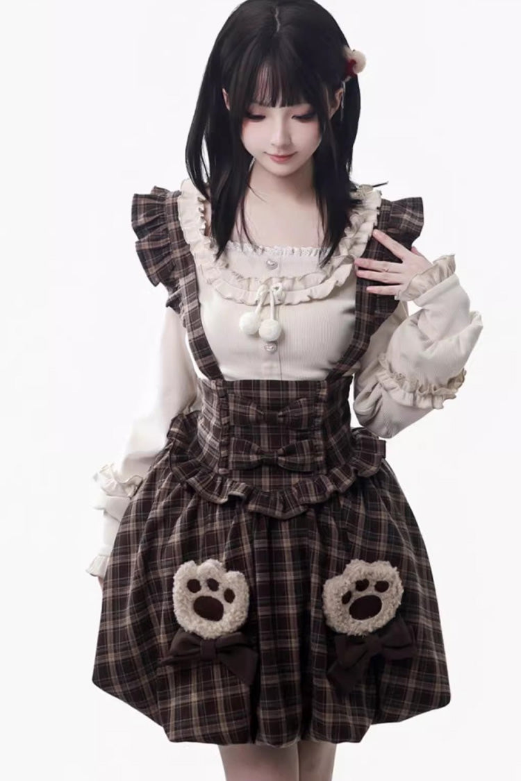 Gothic Lolita Dress - Fluffy Little Bear, Brown, Sweet Style, Bow Detail, Ruffled - additional product view 5