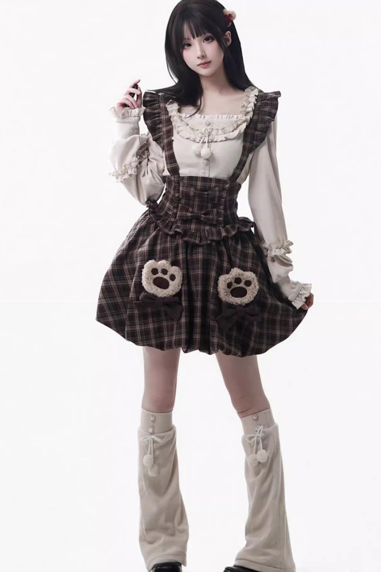 Gothic Lolita Dress - Fluffy Little Bear, Brown, Sweet Style, Bow Detail, Ruffled - additional product view 8