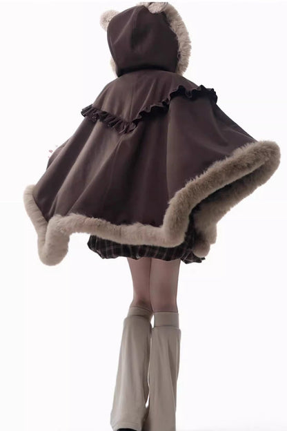 Gothic Lolita Dress - Fluffy Little Bear, Brown, Sweet Style, Bow Detail, Ruffled - additional product view 11