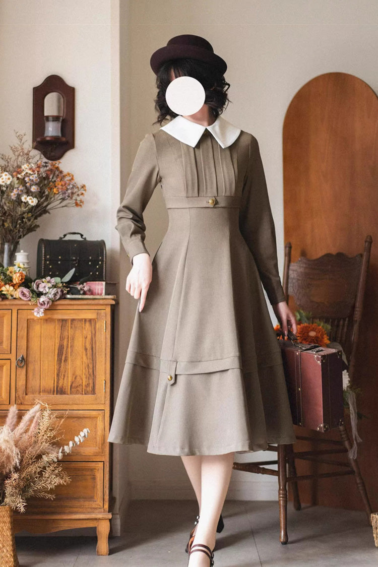 Gothic Lolita Dress - Forest Antique Trunk, Khaki, Classic Style, Long Sleeves - additional product view 2