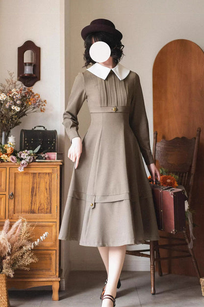 Gothic Lolita Dress - Forest Antique Trunk, Khaki, Classic Style, Long Sleeves - additional product view 2