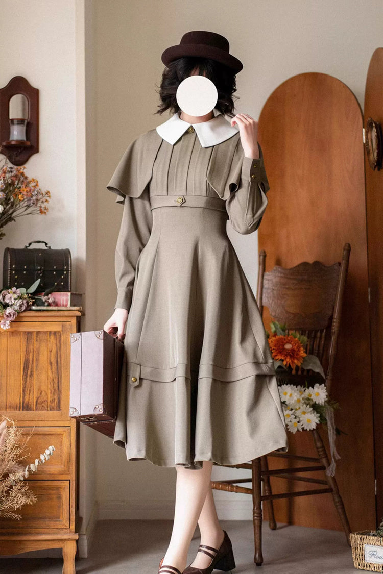 Gothic Lolita Dress - Forest Antique Trunk, Khaki, Classic Style, Long Sleeves - additional product view 3