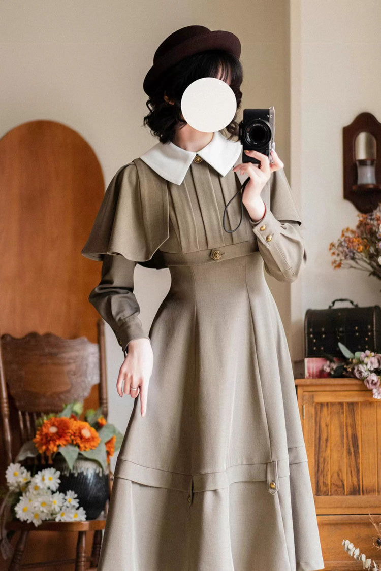 Gothic Lolita Dress - Forest Antique Trunk, Khaki, Classic Style, Long Sleeves - additional product view 4