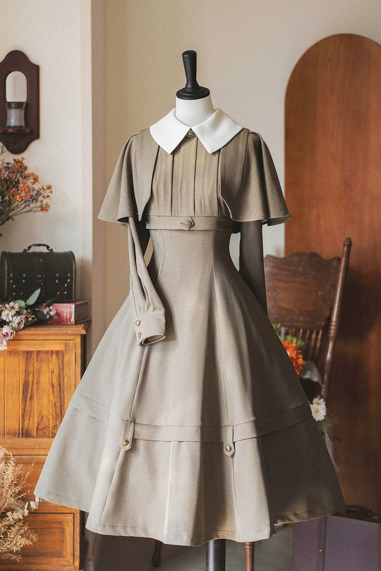 Gothic Lolita Dress - Forest Antique Trunk, Khaki, Classic Style, Long Sleeves - main product image