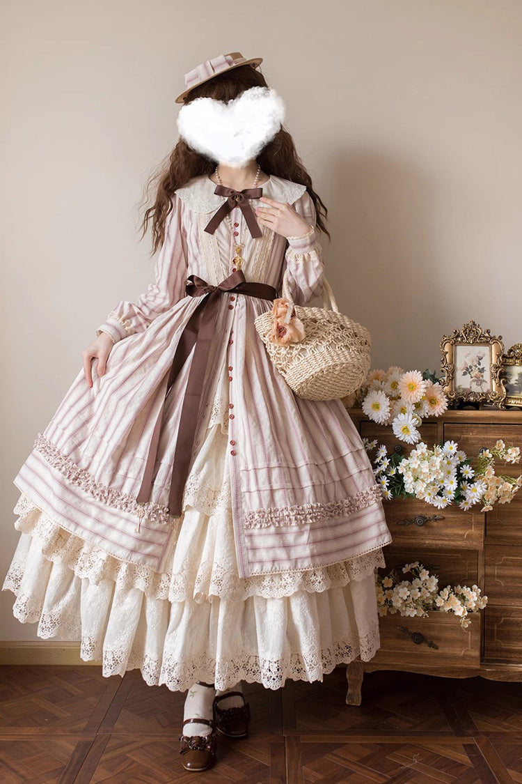 Gothic Lolita Dress - Forest Atlas Striped Print, 3 Colors, Striped, Printed, Long Sleeves - additional product view 10