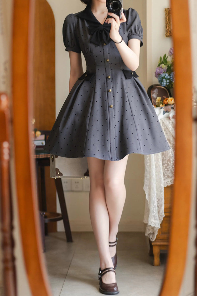 Gothic Lolita Dress - Forest Boulotty, Gray, Sweet Style, Bow Detail, Printed - additional product view 2