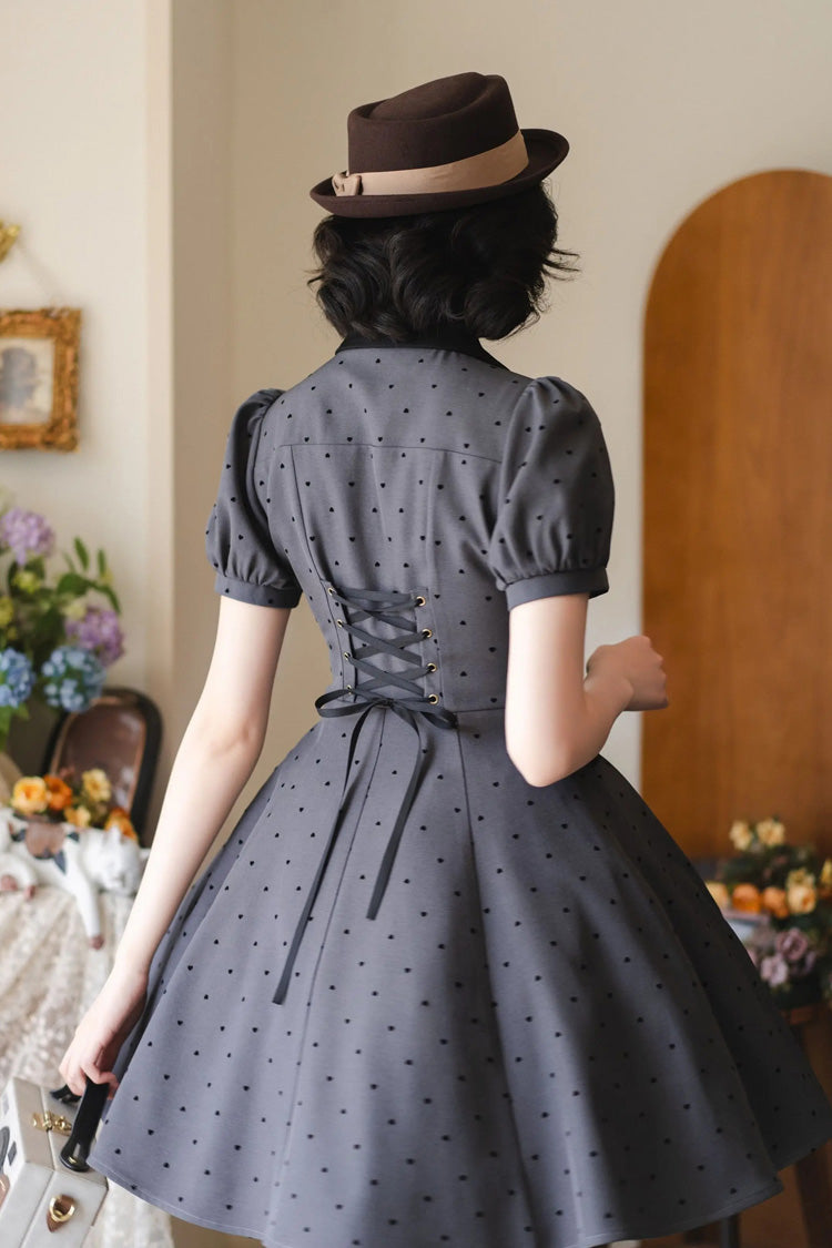Gothic Lolita Dress - Forest Boulotty, Gray, Sweet Style, Bow Detail, Printed - additional product view 4