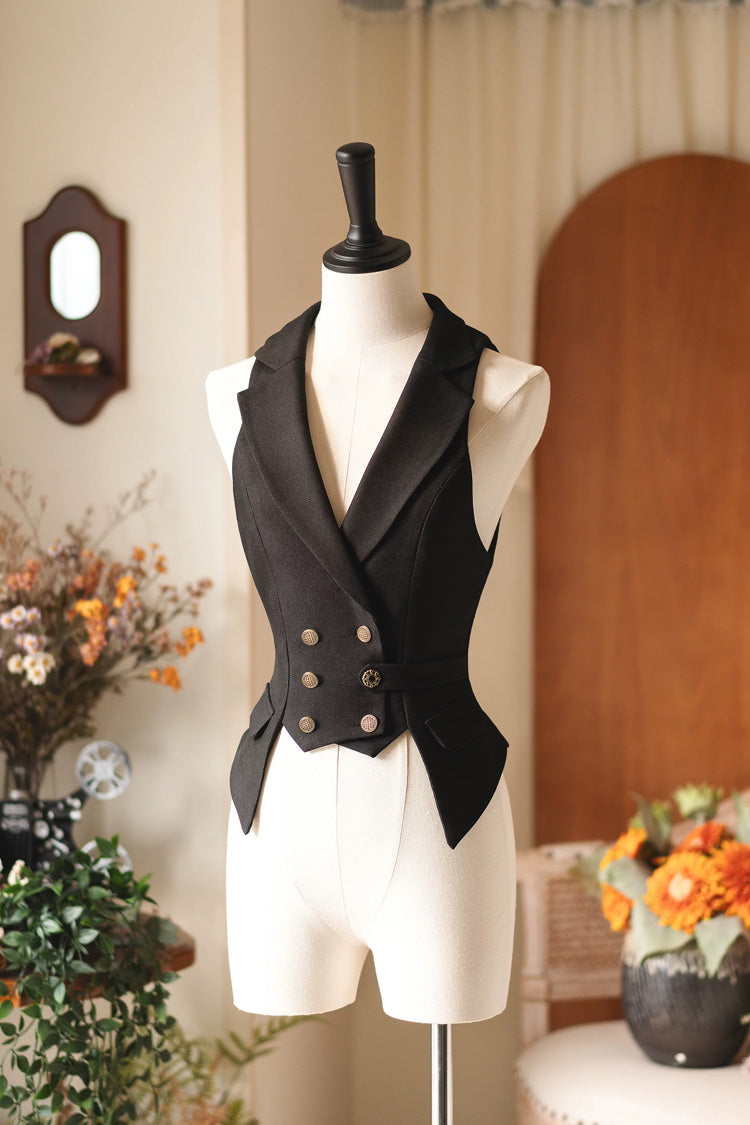 Gothic Lolita Dress - Forest Castle, 4 Colors, Striped, Stand Collar, Classic Style - S Vest-Only / M Vest-Only / L Vest-Only option