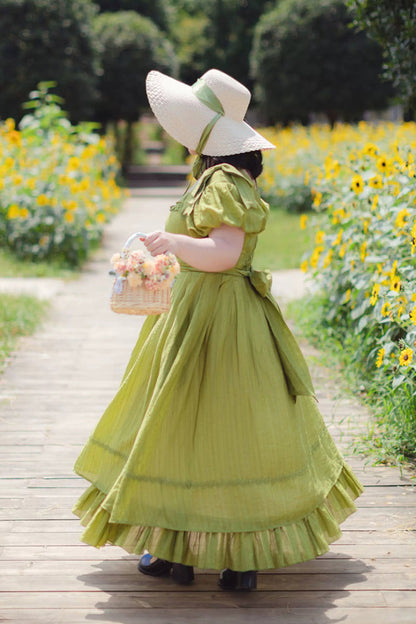 Gothic Lolita Dress - Forest Gallery, Green, Square Collar, Ruffled, Classic Style - additional product view 2