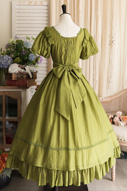 Gothic Lolita Dress - Forest Gallery, Green, Square Collar, Ruffled, Classic Style - additional product view 3