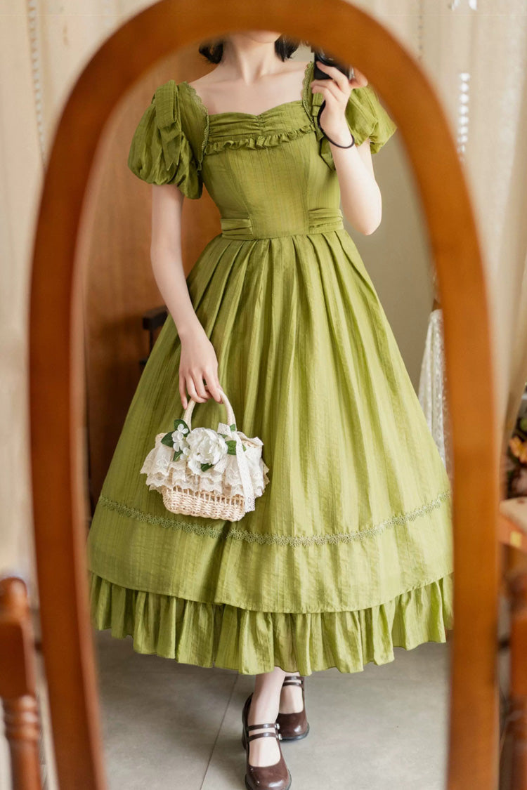 Gothic Lolita Dress - Forest Gallery, Green, Square Collar, Ruffled, Classic Style - additional product view 5