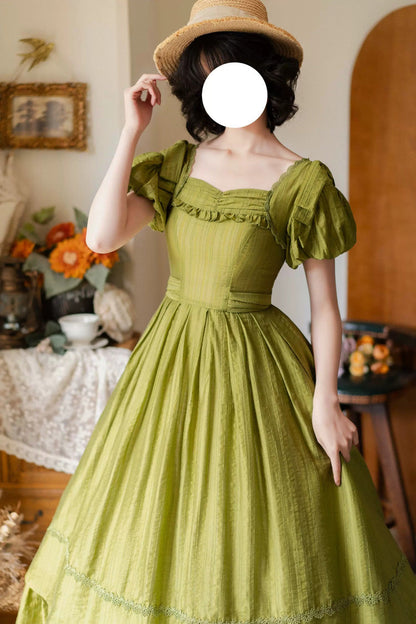 Gothic Lolita Dress - Forest Gallery, Green, Square Collar, Ruffled, Classic Style - additional product view 6