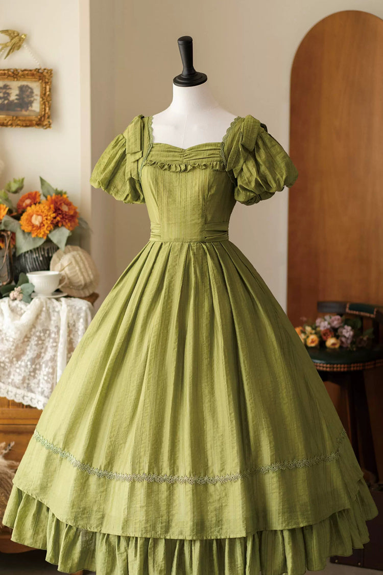 Gothic Lolita Dress - Forest Gallery, Green, Square Collar, Ruffled, Classic Style - main product image