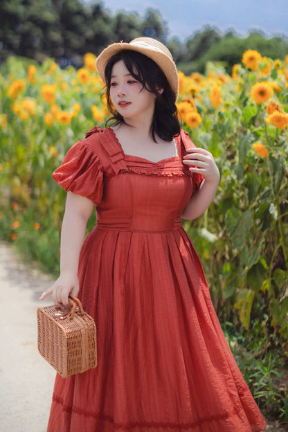 Gothic Lolita Dress - Forest Gallery, Red, Square Collar, Bow Detail, Ruffled - additional product view 2