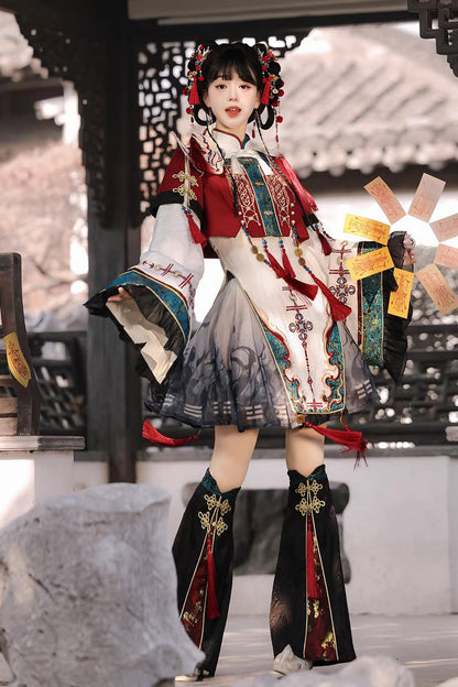 Gothic Lolita Dress - Fox Trace Codex, 5 Colors, Stand Collar, Chinese-Inspired Style - additional product view 7