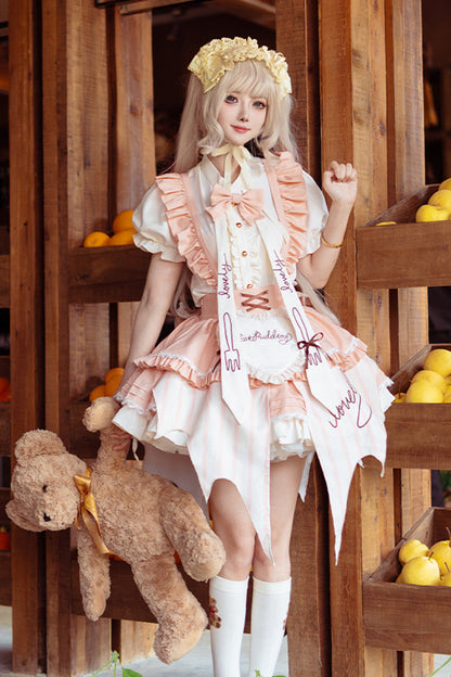 Gothic Lolita Dress - Fruit Pudding, 2 Colors, Sweet Style, Bow Detail, Printed - main product image
