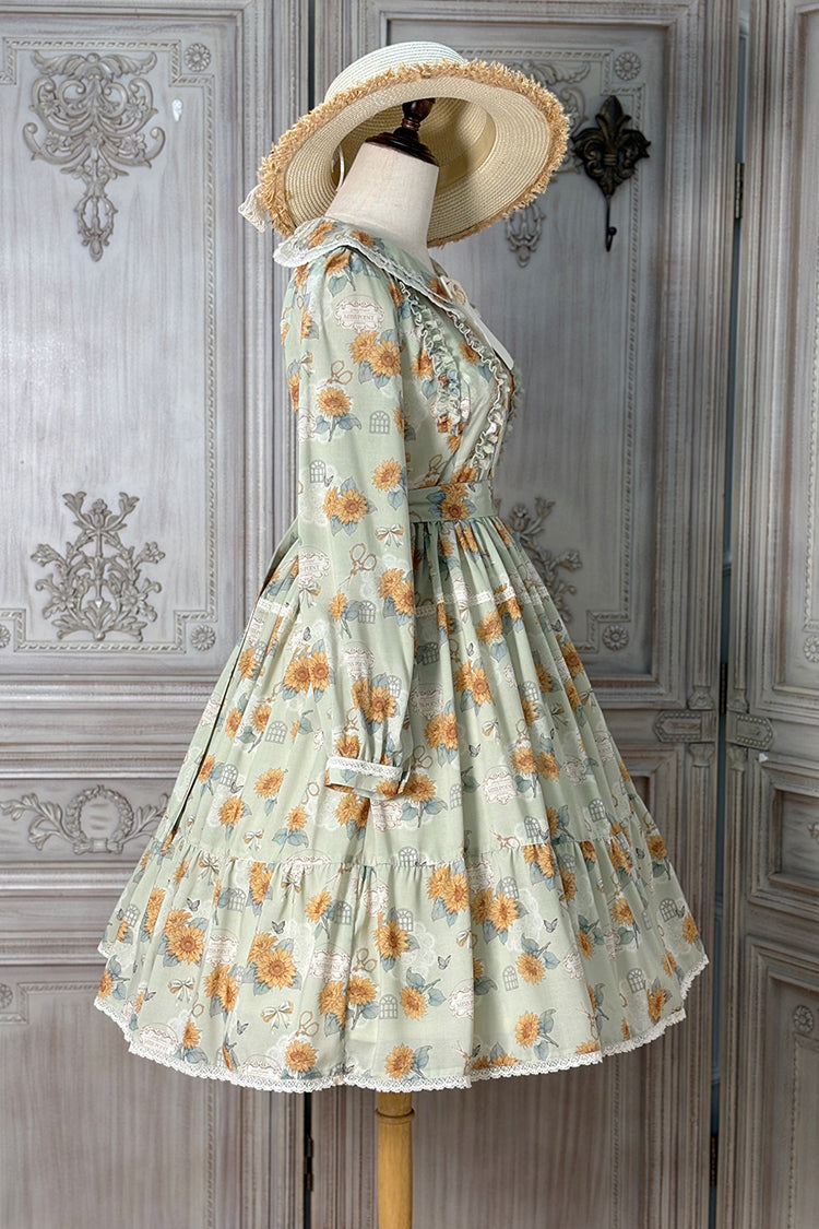 Gothic Lolita Dress - Gardening Sunflower, Green, Sweet Style, Bow Detail, Lace Trim - additional product view 10