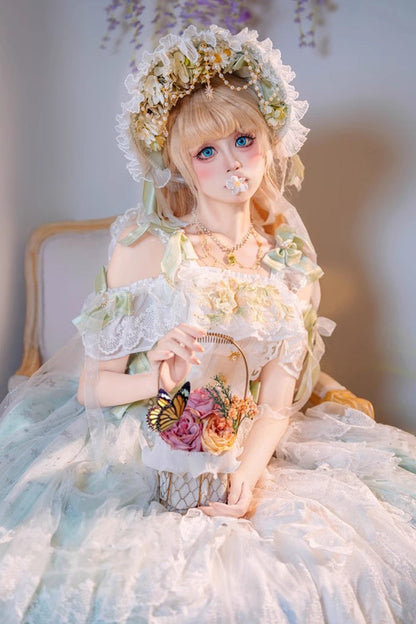 Gothic Lolita Dress - Glazed Phantom, Green, Sweet Style, Bow Detail, Lace Trim - additional product view 8