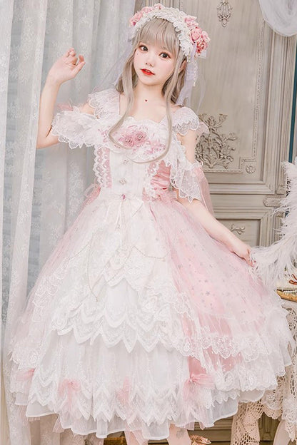 Gothic Lolita Dress - Glazed Phantom, Pink, Lace Trim, Ruffled, Sweet Style - main product image