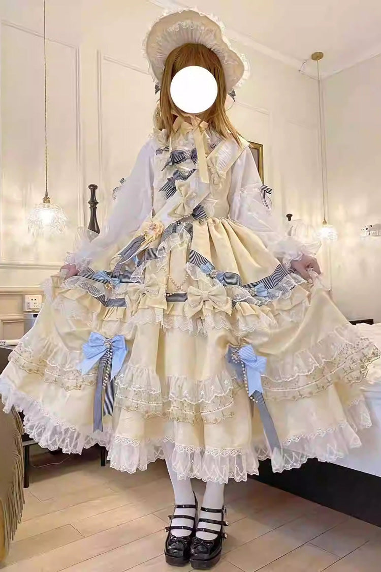 Gothic Lolita Dress - Gold, Layered, Long Sleeves, Sweet Style - additional product view 3
