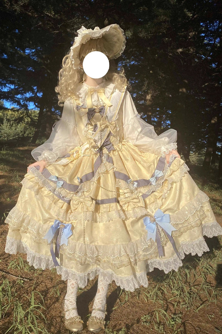 Gothic Lolita Dress - Gold, Layered, Long Sleeves, Sweet Style - additional product view 4