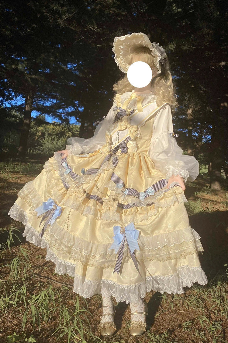 Gothic Lolita Dress - Gold, Layered, Long Sleeves, Sweet Style - additional product view 5