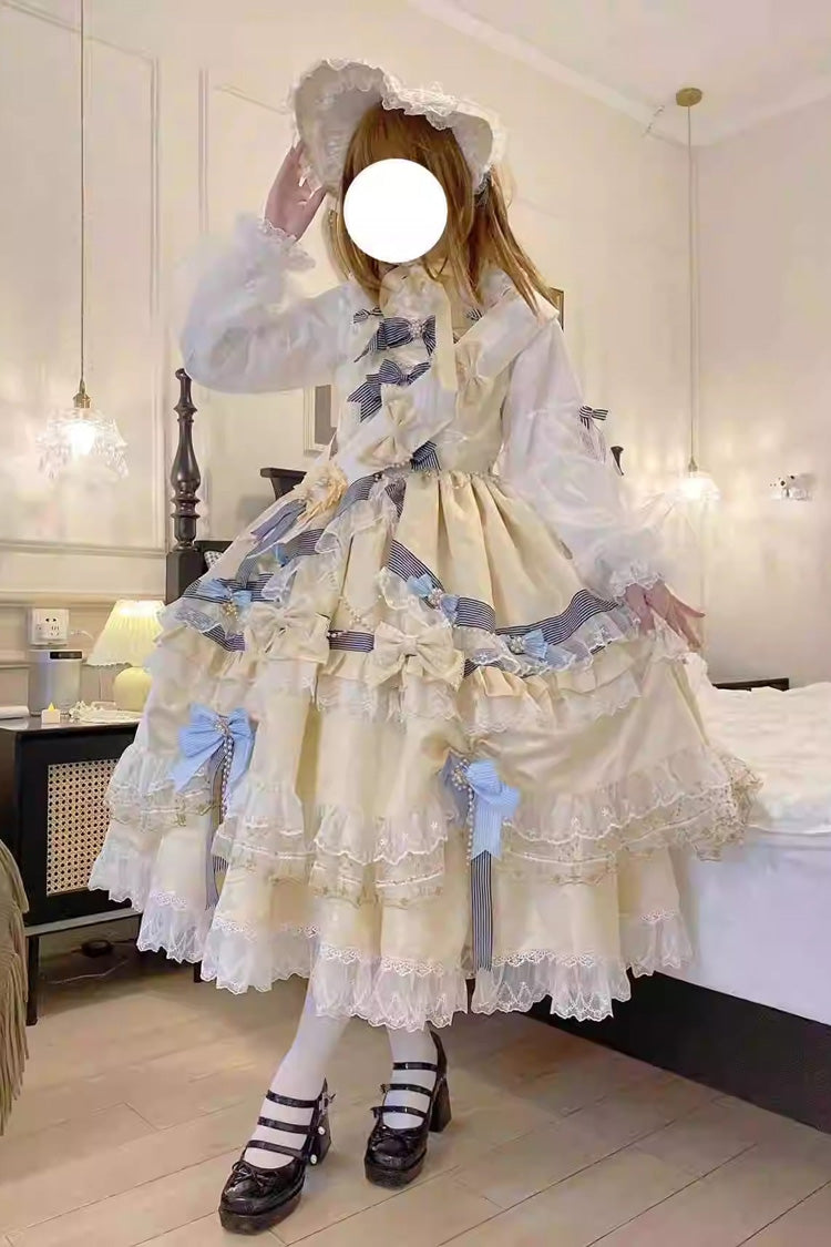 Gothic Lolita Dress - Gold, Layered, Long Sleeves, Sweet Style - additional product view 6