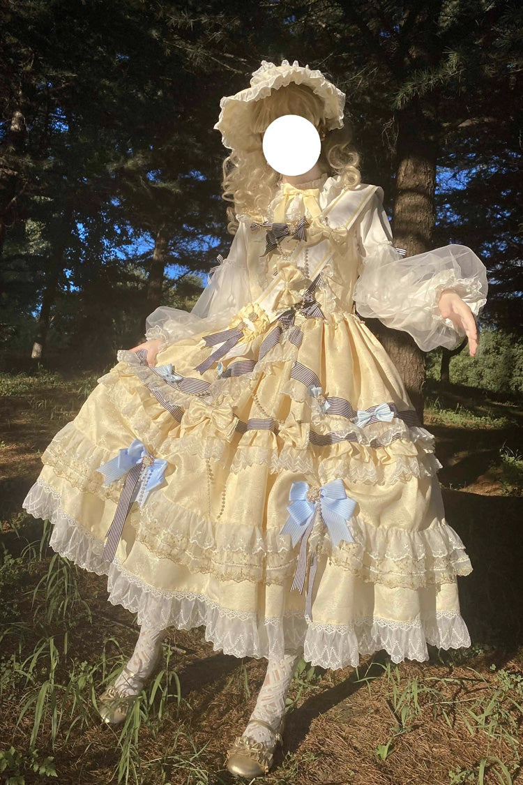Gothic Lolita Dress - Gold, Layered, Long Sleeves, Sweet Style - additional product view 9