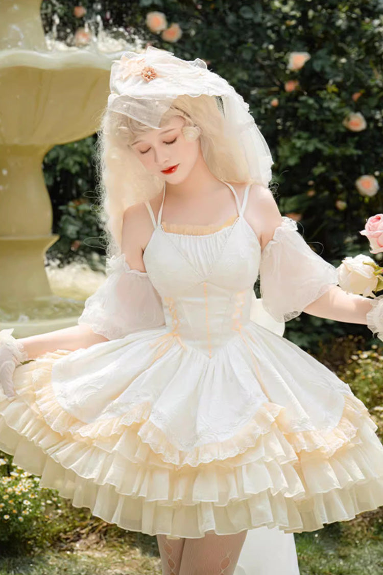 Gothic Lolita Dress - Gorgeous French Court, White, Ruffled, Layered, Sweet Style - additional product view 3
