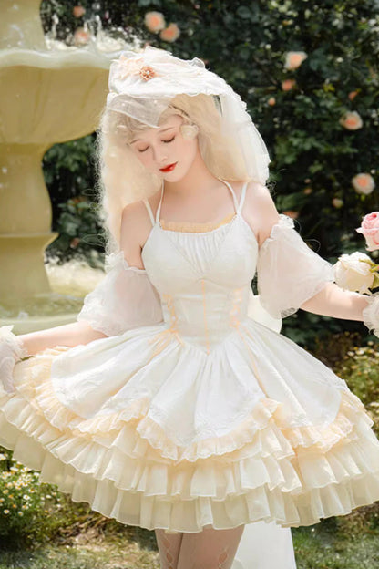 Gothic Lolita Dress - Gorgeous French Court, White, Ruffled, Layered, Sweet Style - additional product view 3