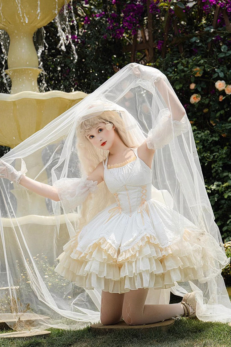 Gothic Lolita Dress - Gorgeous French Court, White, Ruffled, Layered, Sweet Style - additional product view 5