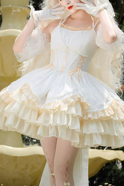 Gothic Lolita Dress - Gorgeous French Court, White, Ruffled, Layered, Sweet Style - main product image