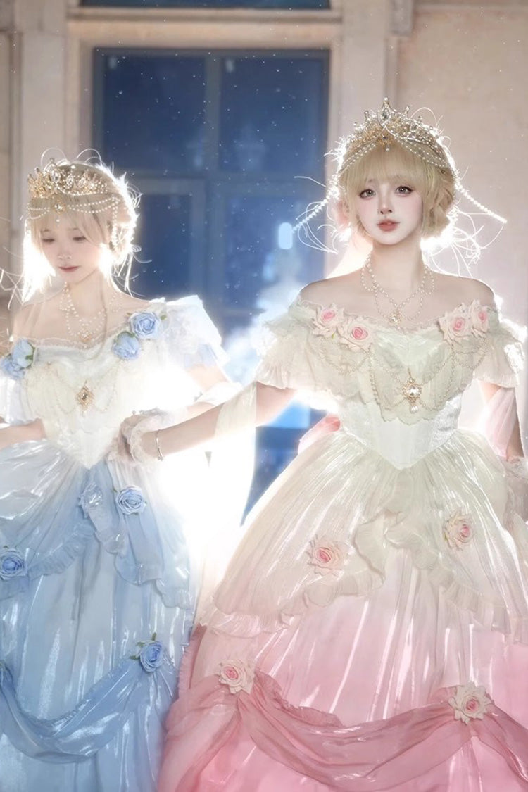 Gothic Lolita Dress - Gradient Color, 3 Colors, Bow Detail, Ruffled, Sweet Style - additional product view 4