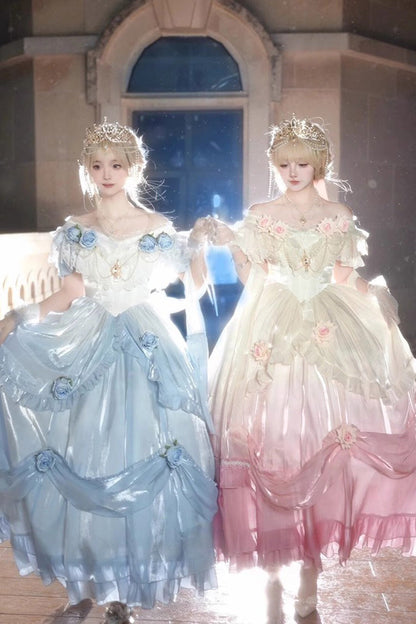 Gothic Lolita Dress - Gradient Color, 3 Colors, Bow Detail, Ruffled, Sweet Style - main product image