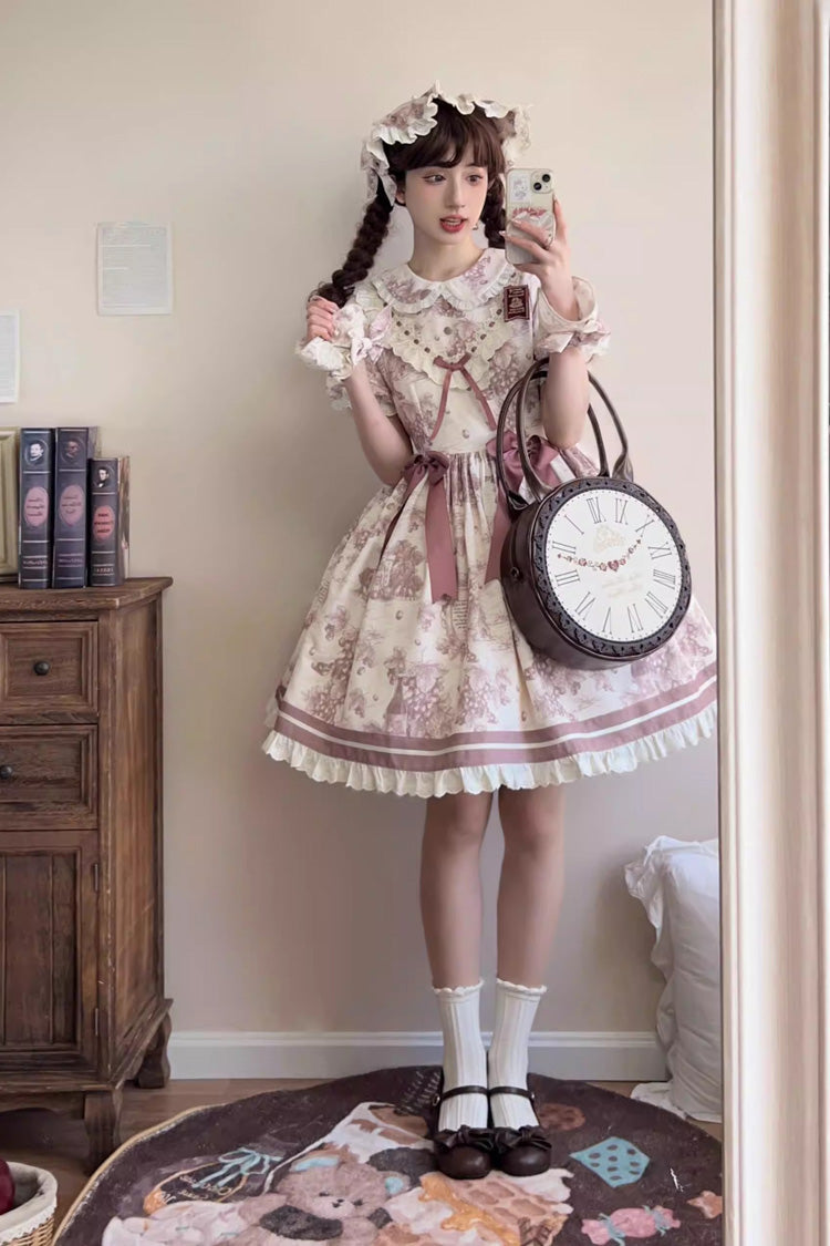 Gothic Lolita Dress - Grape Moon Almanac, Purple, Lace Trim, Ruffled, Printed - additional product view 2