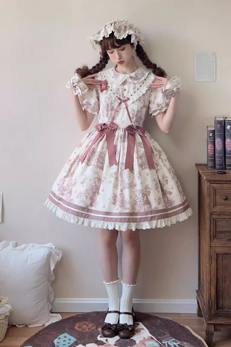 Gothic Lolita Dress - Grape Moon Almanac, Purple, Lace Trim, Ruffled, Printed - additional product view 3