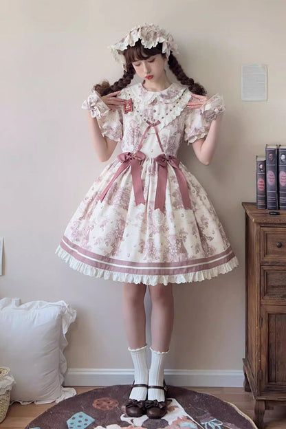 Gothic Lolita Dress - Grape Moon Almanac, Purple, Lace Trim, Ruffled, Printed - additional product view 3