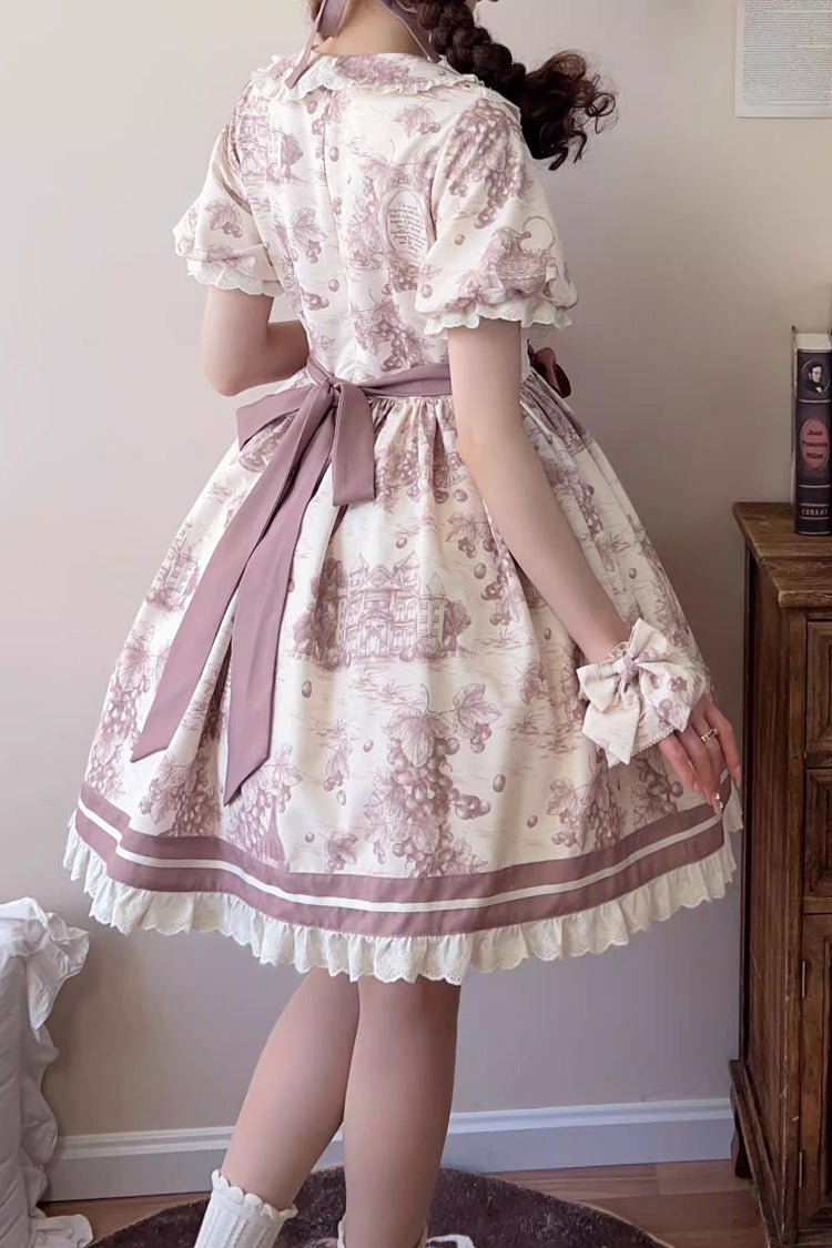 Gothic Lolita Dress - Grape Moon Almanac, Purple, Lace Trim, Ruffled, Printed - additional product view 6