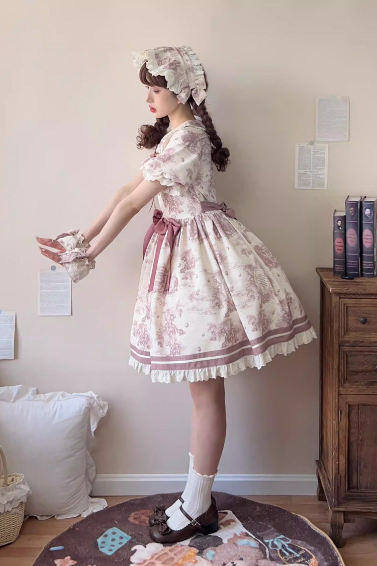 Gothic Lolita Dress - Grape Moon Almanac, Purple, Lace Trim, Ruffled, Printed - additional product view 7