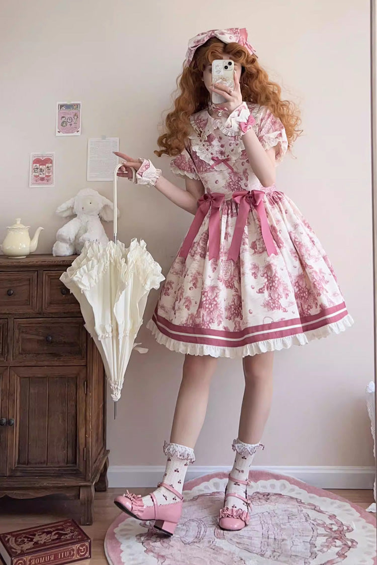 Gothic Lolita Dress - Grape Moon Almanac, Red, Bow Detail, Lace Trim, Ruffled - additional product view 6