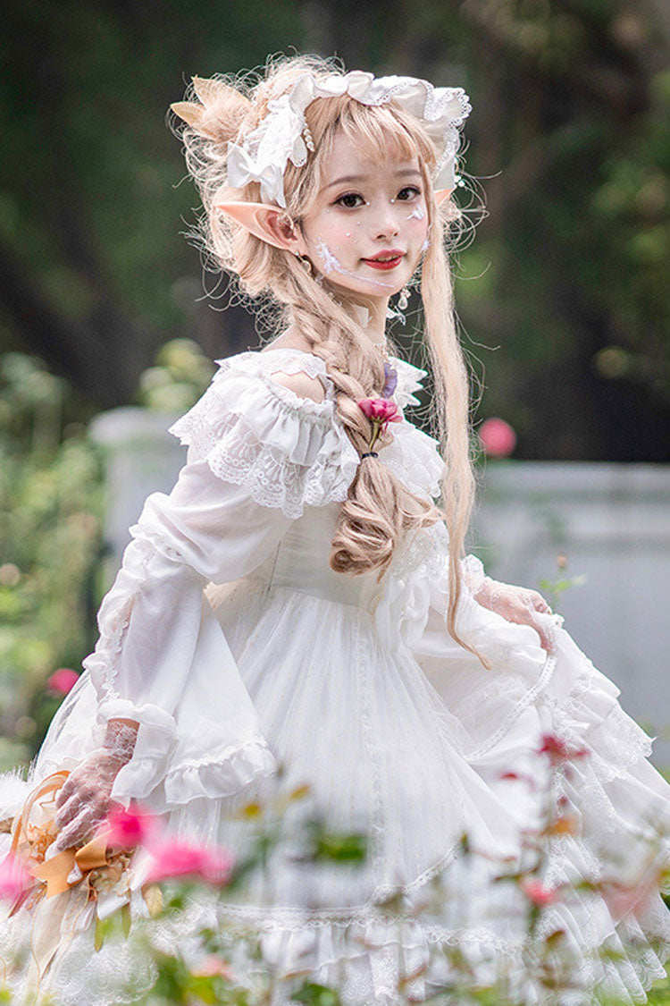 Gothic Lolita Dress - Half Sleeves, 2 Colors, Bow Detail, Lace Trim - additional product view 4