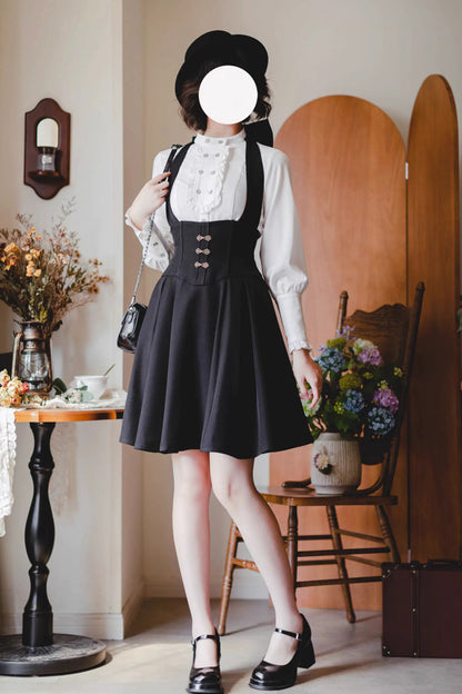 Gothic Lolita Dress - Halterneck Ruffled Fishbone, 11 Colors, Long Length, Short Length - additional product view 14