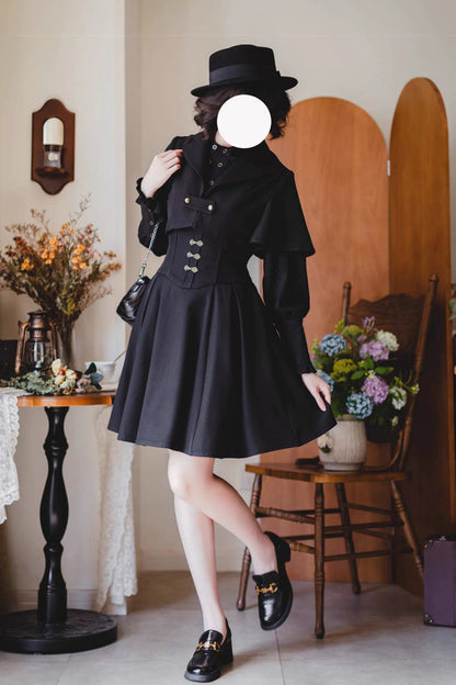 Gothic Lolita Dress - Halterneck Ruffled Fishbone, 11 Colors, Long Length, Short Length - additional product view 17