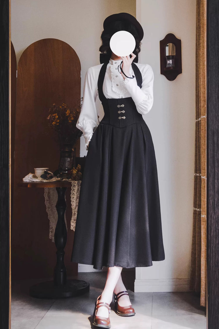 Gothic Lolita Dress - Halterneck Ruffled Fishbone, 11 Colors, Long Length, Short Length - additional product view 18
