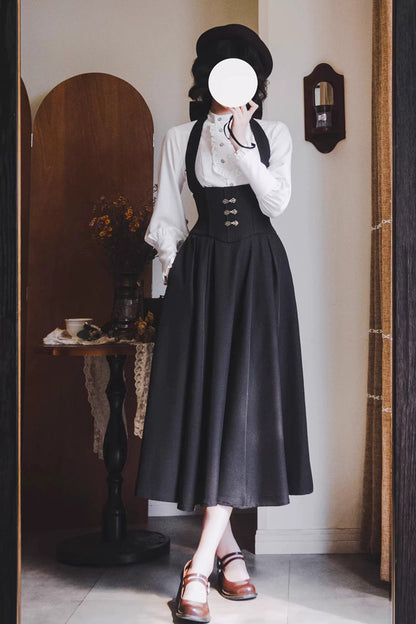 Gothic Lolita Dress - Halterneck Ruffled Fishbone, 11 Colors, Long Length, Short Length - additional product view 18