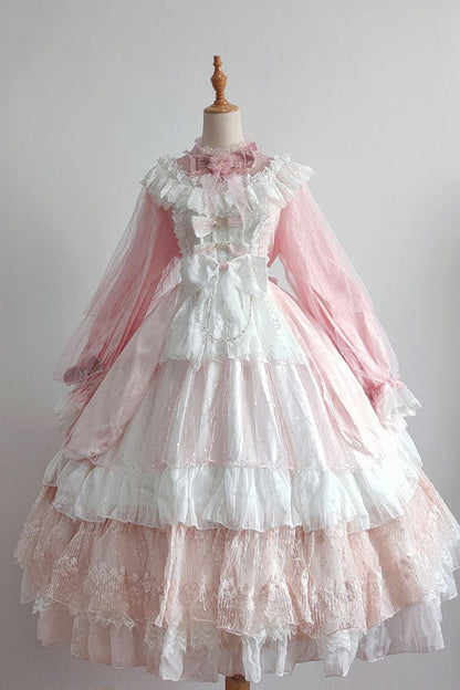 Gothic Lolita Dress - Hanayome, Pink, Long Sleeves, Sweet Style, Bow Detail - additional product view 2