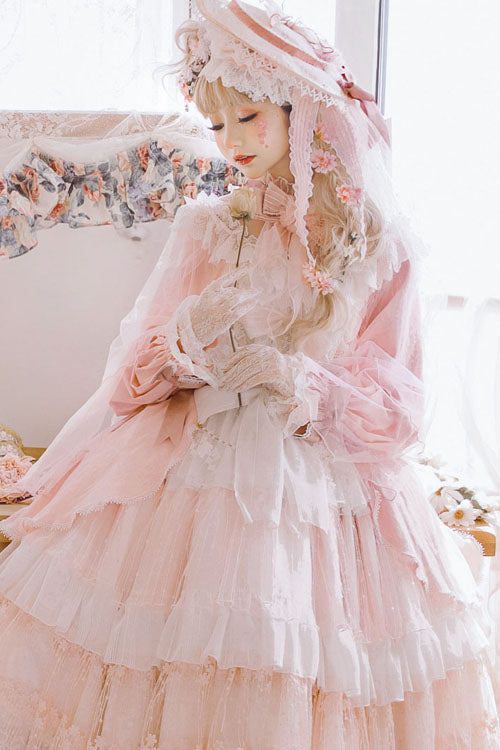 Gothic Lolita Dress - Hanayome, Pink, Long Sleeves, Sweet Style, Bow Detail - additional product view 3