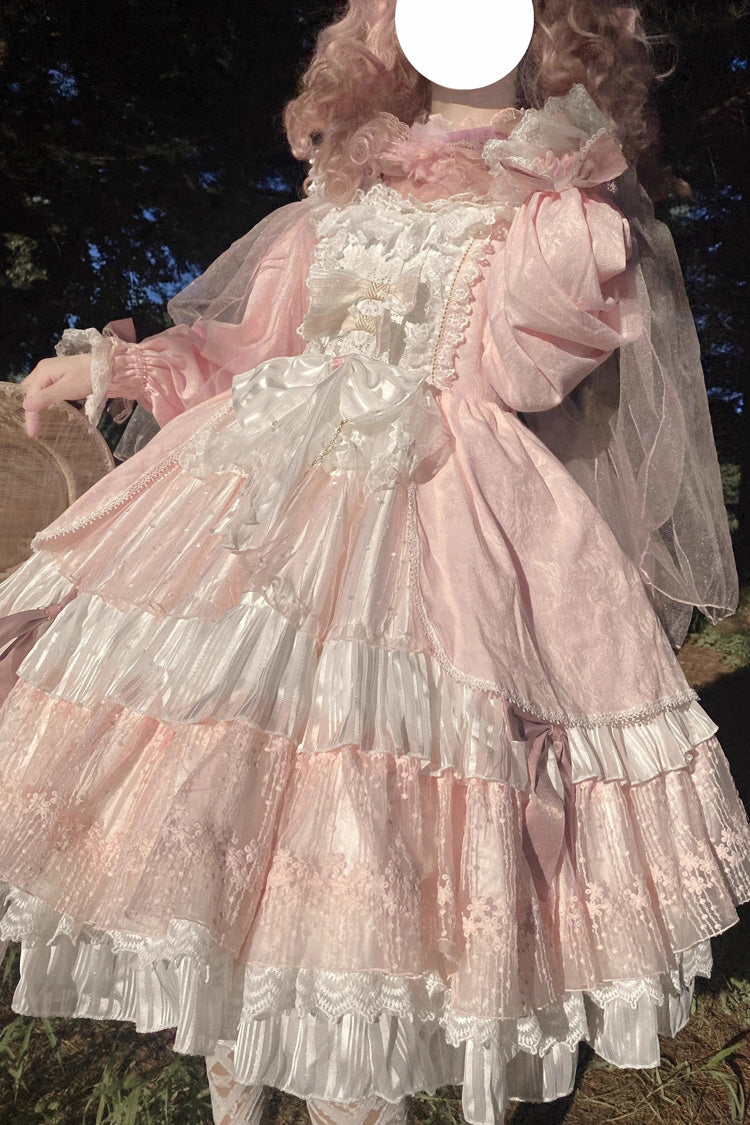Gothic Lolita Dress - Hanayome, Pink, Long Sleeves, Sweet Style, Bow Detail - additional product view 5