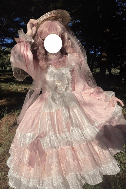 Gothic Lolita Dress - Hanayome, Pink, Long Sleeves, Sweet Style, Bow Detail - additional product view 6